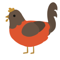 A vermilion and bark chicken with a head pattern
