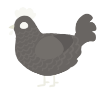 A grey chicken with a lace pattern
