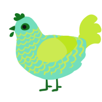 A mint and lime chicken with a lace pattern