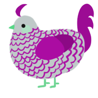 A silver and plum chicken with a lace pattern