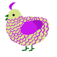 A lemon and amethyst chicken with a lace pattern