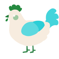 A cream and aqua chicken