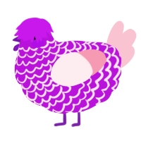 A amethyst and rose chicken with a lace pattern