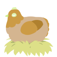 A beige and gold chicken with a head pattern