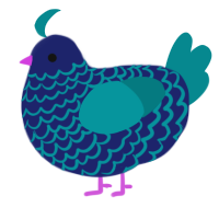A navy and teal chicken with a lace pattern