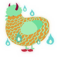 A orange and mint chicken with a lace pattern