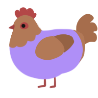 A lilac and brown chicken with a head pattern