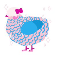 A rose and sky chicken with a lace pattern