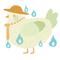 A cream and gluppy chicken with a double-lace pattern