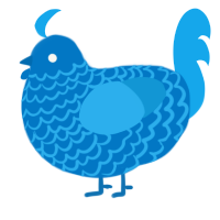 A sapphire and sky chicken with a lace pattern