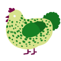 A lemon and leaf chicken with a speckle pattern