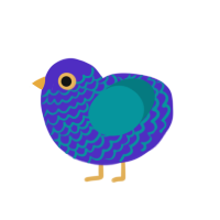 River, a indigo and teal chicken with a lace pattern