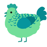 A spring and teal chicken with a half-lace pattern