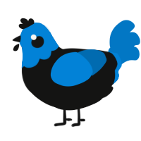 A black and sapphire chicken with a head pattern