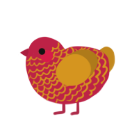 (unnamed), a crimson and ochre chicken with a lace pattern