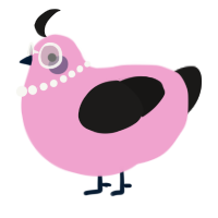 A pink and sable chicken
