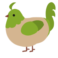 A beige and chartreuse chicken with a head pattern