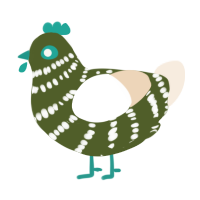 A olive and cream chicken with a bar pattern