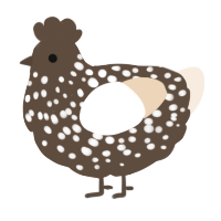 A bark and cream chicken with a speckle pattern