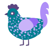 A sea and lilac chicken with a speckle pattern