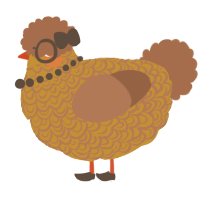 A gold and brown chicken with a double-lace pattern