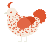 A cream and vermilion chicken with a speckle pattern