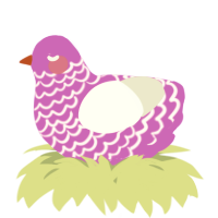 A orchid and white chicken with a lace pattern