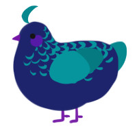 A navy and teal chicken with a half-lace pattern