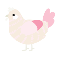 A cream and rose chicken with a bar pattern