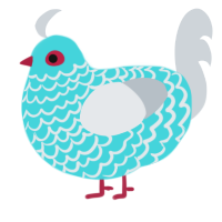 Popsicle, a aqua and mist chicken with a lace pattern