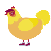 A honey and yellow chicken with a head pattern