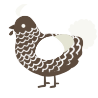 A bark and white chicken with a lace pattern