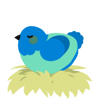 A mint and sapphire chicken with a head pattern