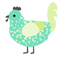 A mint and apple chicken with a speckle pattern