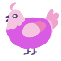 A orchid and pink chicken with a head pattern