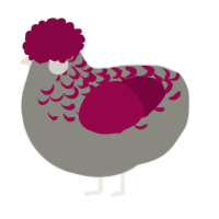 A ash and maroon chicken with a half-lace pattern