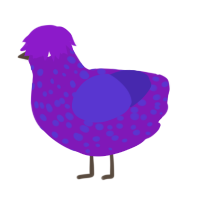 A violet and indigo chicken with a speckle pattern