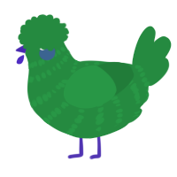 A viridian chicken with a bar pattern