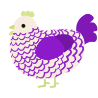 A cream and violet chicken with a lace pattern
