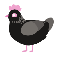 A sable and grey chicken with a neck-speckle pattern