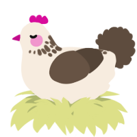 A cream and bark chicken with a neck-speckle pattern