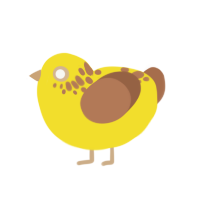 Banana, a yellow and brown chicken with a neck-speckle pattern