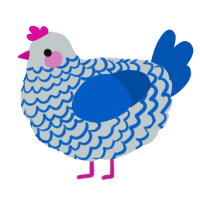 A silver and ultramarine chicken with a lace pattern