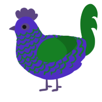 A indigo and leaf chicken with a lace pattern