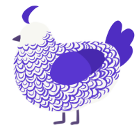 A white and indigo chicken with a double-lace pattern