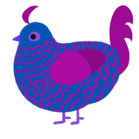 A ultramarine and plum chicken with a lace pattern
