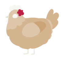 A beige chicken with a head pattern