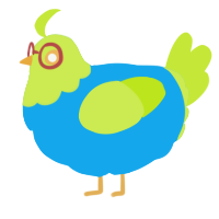 A sky and lime chicken with a head pattern
