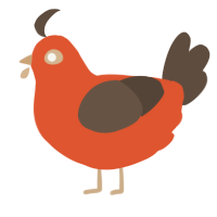A vermilion and bark chicken