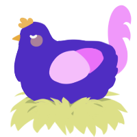 A indigo and lavender chicken
